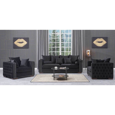Moscow Luxury Black Velvet Sofa Sets with Chesterfield Design – 1, 2 & 3 Seater Options - UK Luxury Furniture